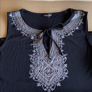 Embellished black tank top